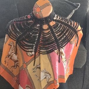 Beaded Bkack Faux Pearl Collar Body Chain Shoulder Cape Statement Necklace Shaw